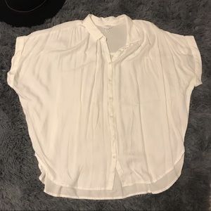 White Batwing Button up
